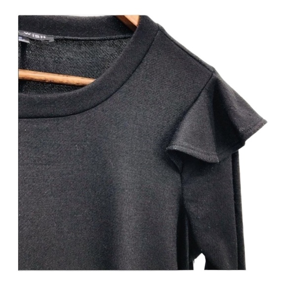 4/$45 AS U WISH NWT Black Long Sleeve Mini Mid Length Light Sweater Dress Small - Picture 4 of 9